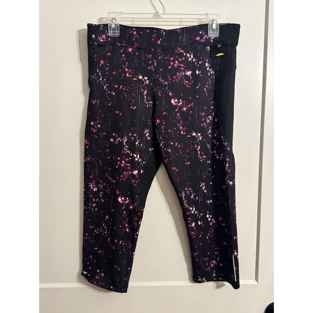 C9 Champion Leggings Sz XL Black Print Compression Capri Running Duo Dry workout